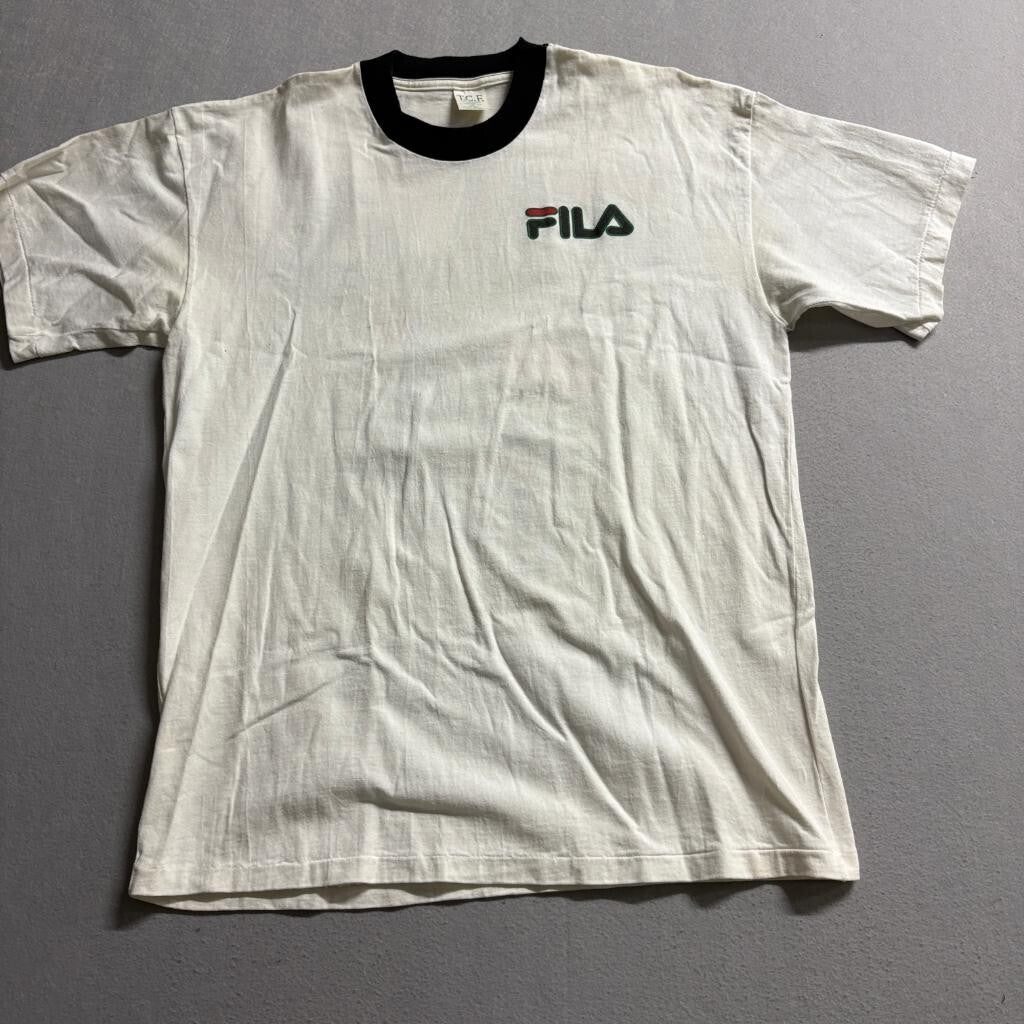 Vintage Fila T-Shirt and Shorts Set Mens XL White Black Ringer Tee Sportswear
