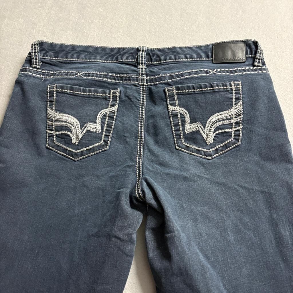 Maurices Skinny Jeans Womens XL Dark Wash Thick Stitch Stretch Denim Blue