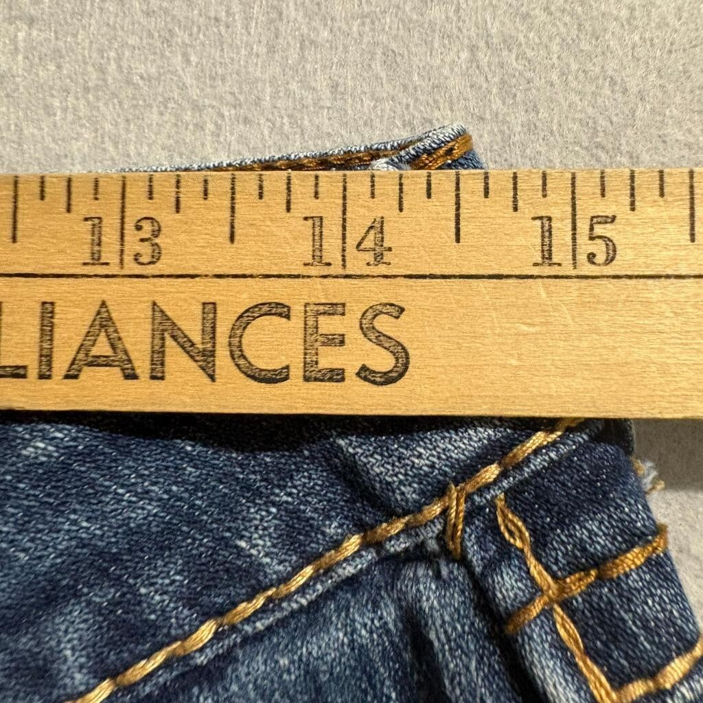 Lola Jeans Womens Size 7/8 Distressed Bootcut Blue Denim Thick Stitch Y2K