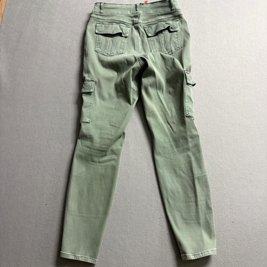 Spanx Stretch Twill Cargo Pants Womens Large L Green Skinny Leg Pull On Utility