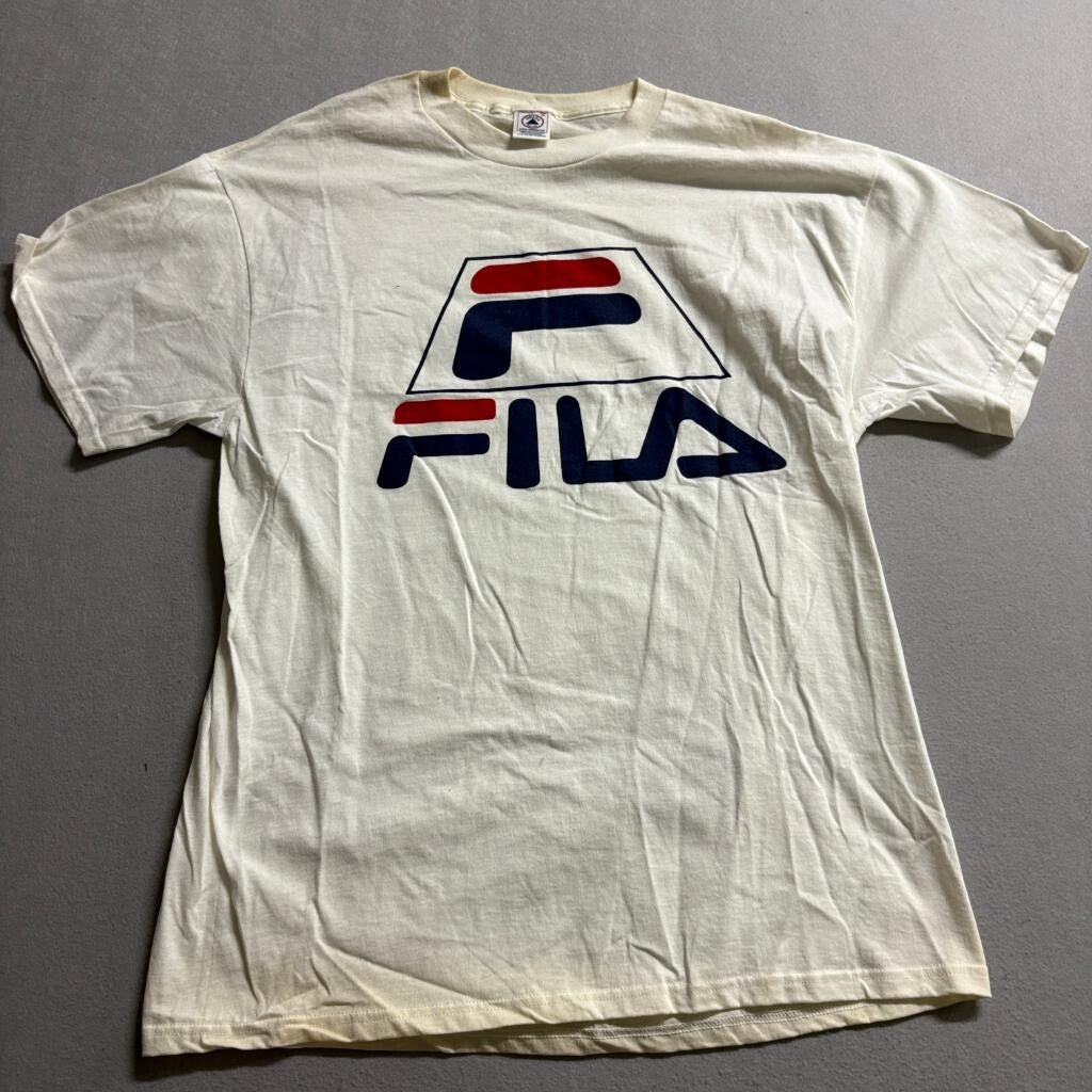 Vintage Fila Graphic T-Shirt Mens XL White Delta Pro Weight Single Stitch 90s