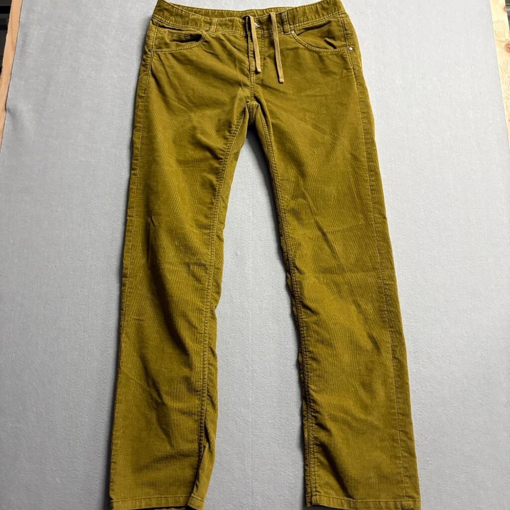 Athleta Corduroy Pants Womens 14T Tall Mustard Yellow Stretch Straight Leg