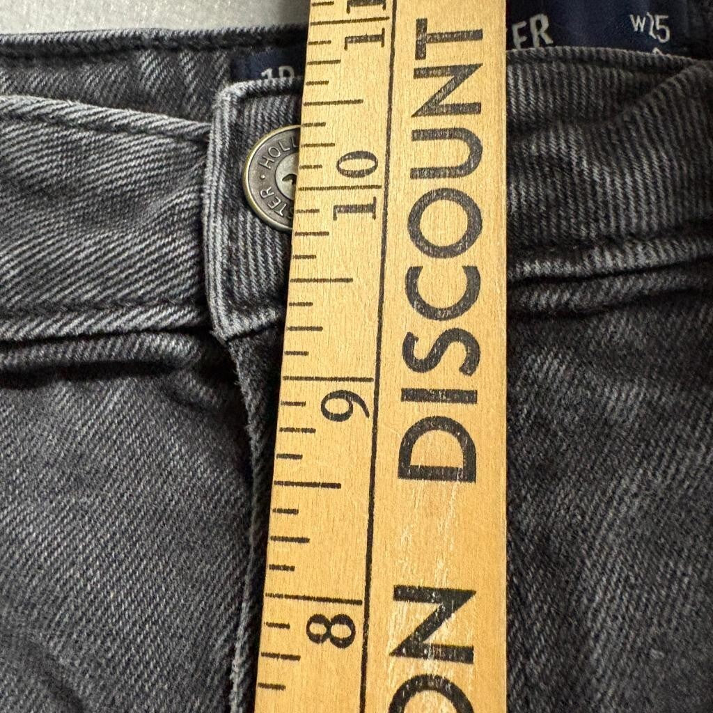 Hollister Ultra High Rise Dad Jeans Womens 1R W25 L31 Black Seam Detail Denim