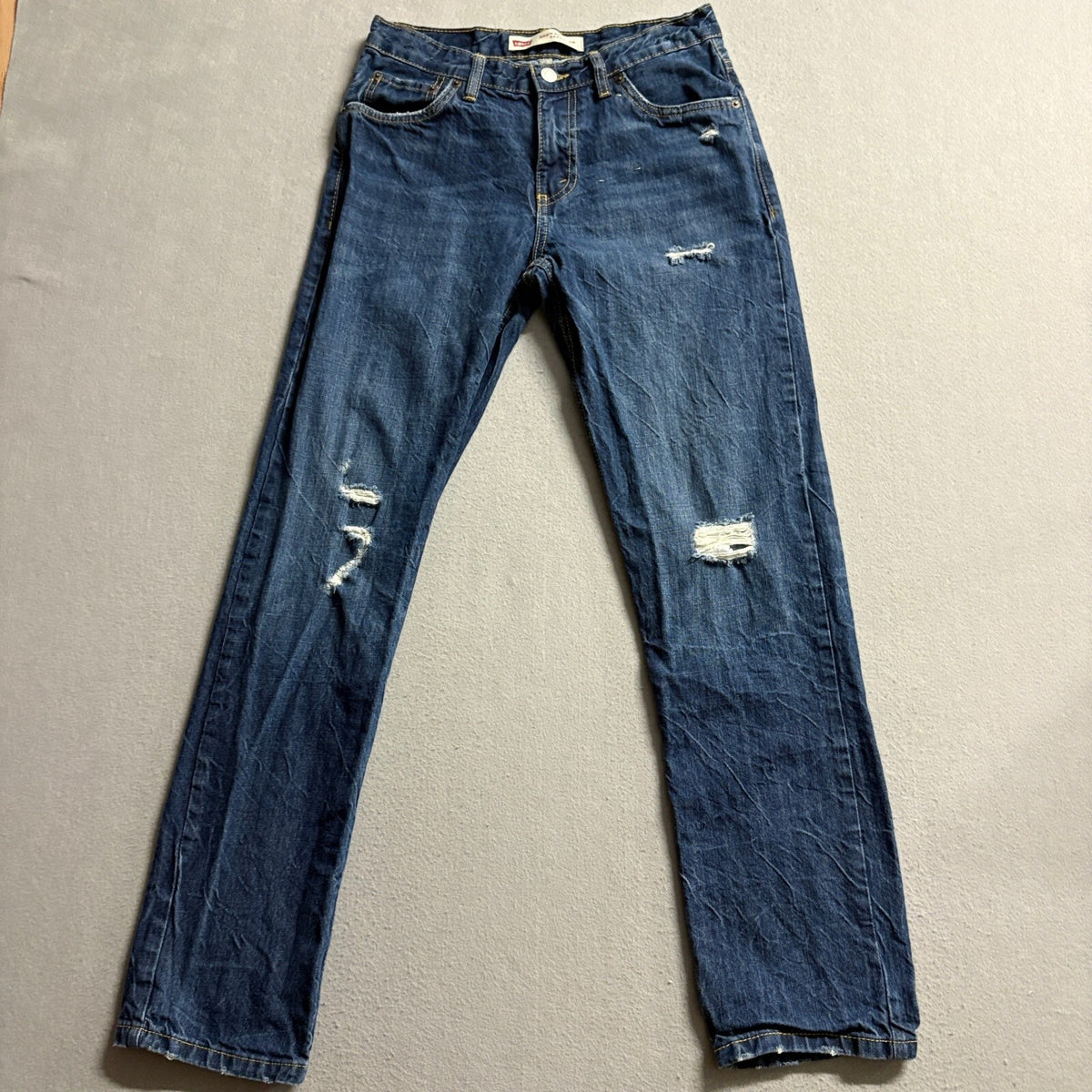 Levis 502 Regular Taper Jeans Womens 16Reg W28 L30 Distressed Blue Denim