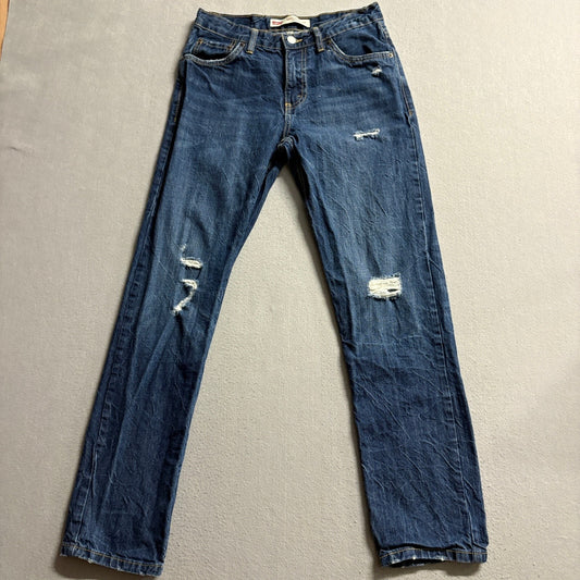 Levis 502 Regular Taper Jeans Womens 16Reg W28 L30 Distressed Blue Denim
