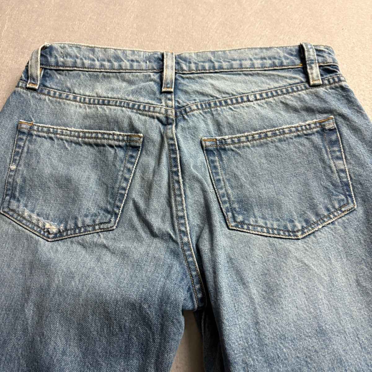 FRAME Le Slouch Denim Jeans Womens Size 24 Bluejay Rips Distressed Button Fly