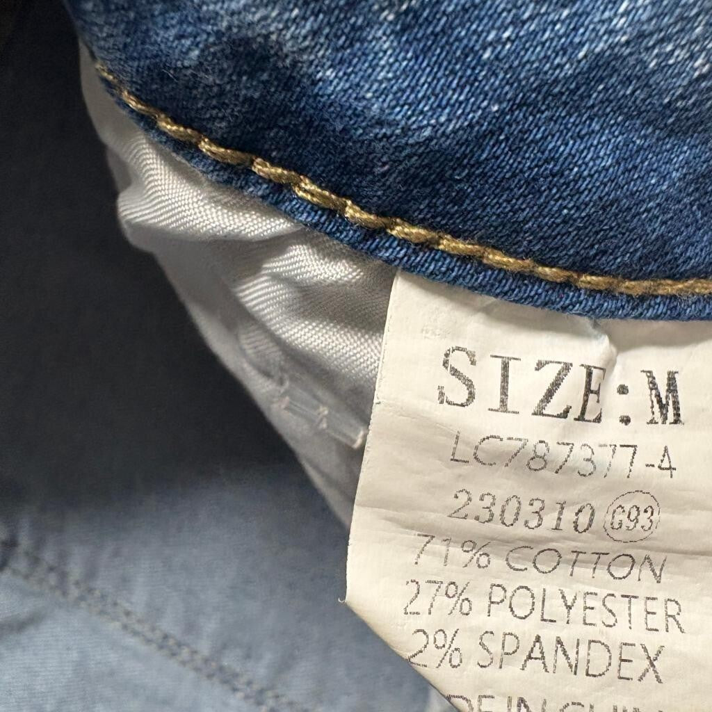 Unbranded Distressed Wide Leg Jeans Womens Size M Blue Denim Button Fly Stretch