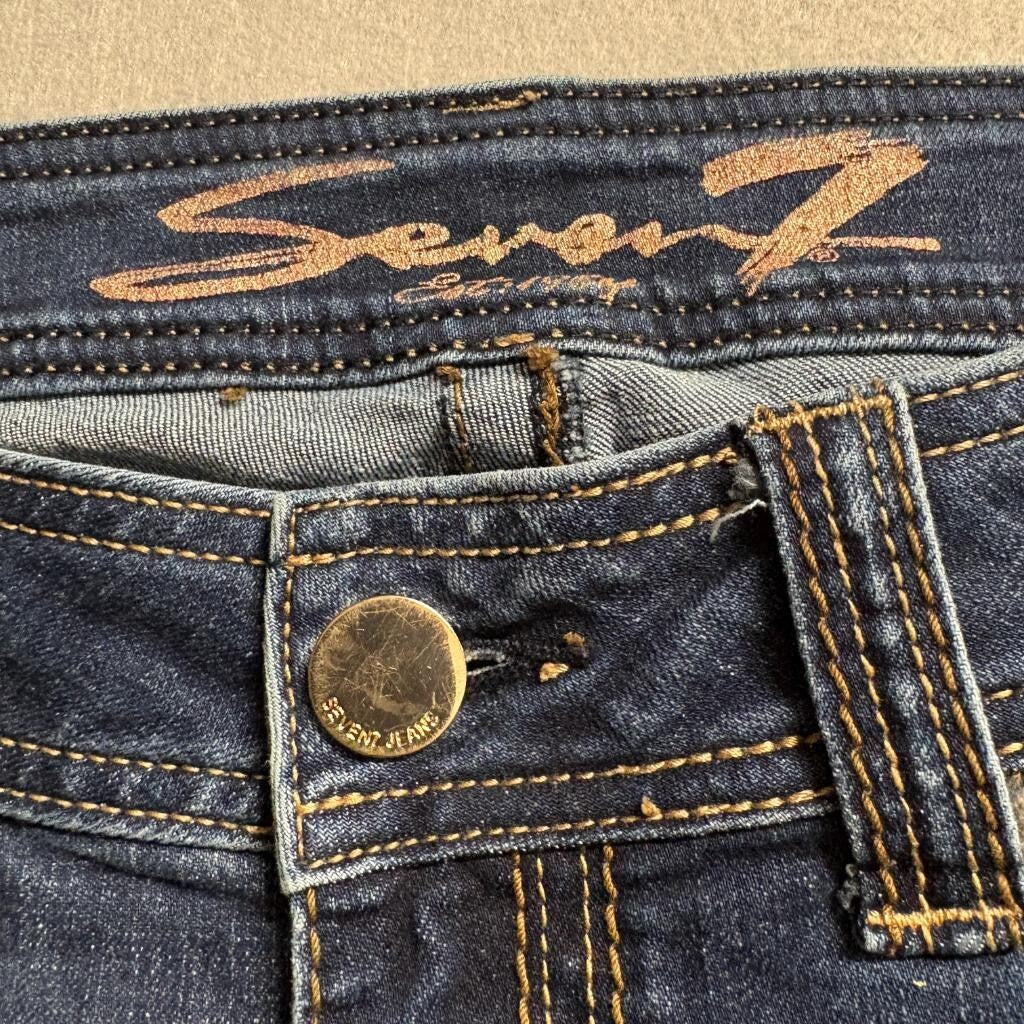 Seven7 Womens Skinny Jeans Blue Denim Raw Hem Stretch Size 10