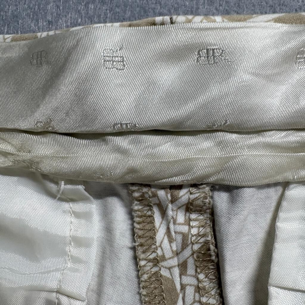 Banana Republic Pants Womens 4 Beige White Cane Print Stretch Cotton Chino