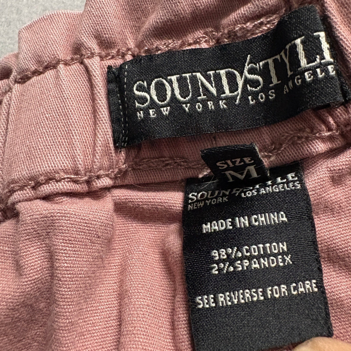 Sound Style Pants Womens Medium Pink Mauve Wide Leg Raw Hem Elastic Waist