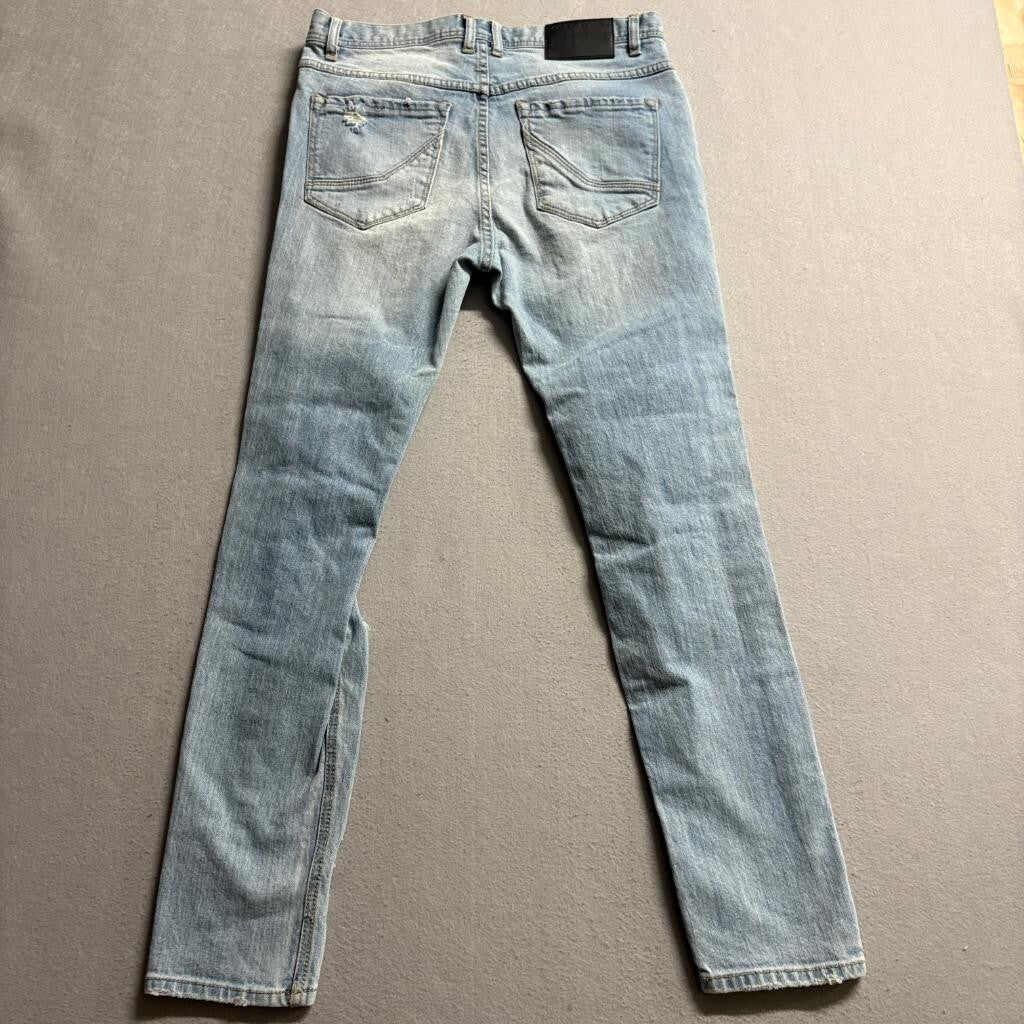 Empyre Verge Mens Distressed Skinny Jeans Size 30 Light Wash Ripped Denim