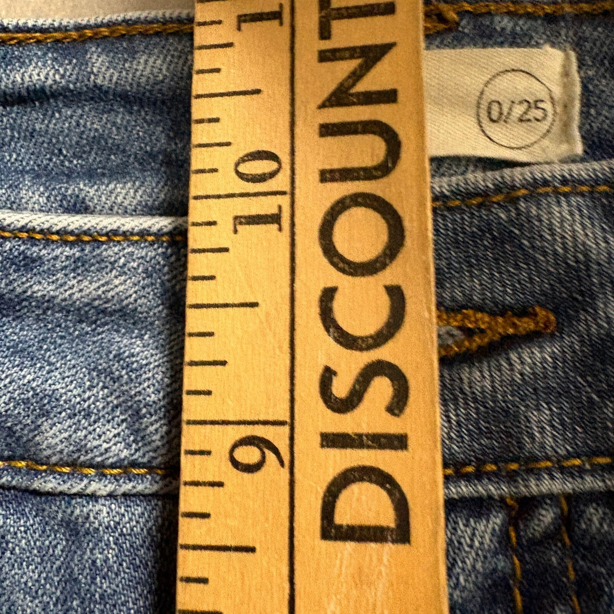 OAT New York Straight Leg Jeans Size 0 25 Blue High Rise Raw Hem Stretch Denim - Photo 9
