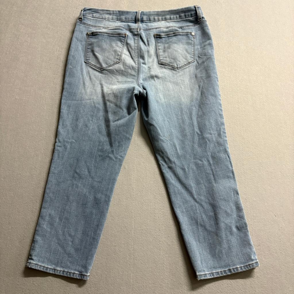 Chicos So Slimming Girlfriend Slim Leg Crop Jeans Womens Blue Denim Side Stripe