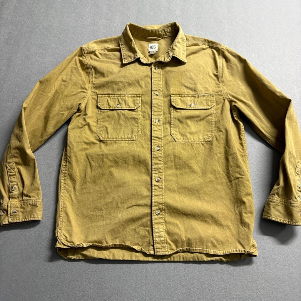 BDG Urban Outfitters Utility Shirt Womens Large Mustard Yellow Cotton Button Up