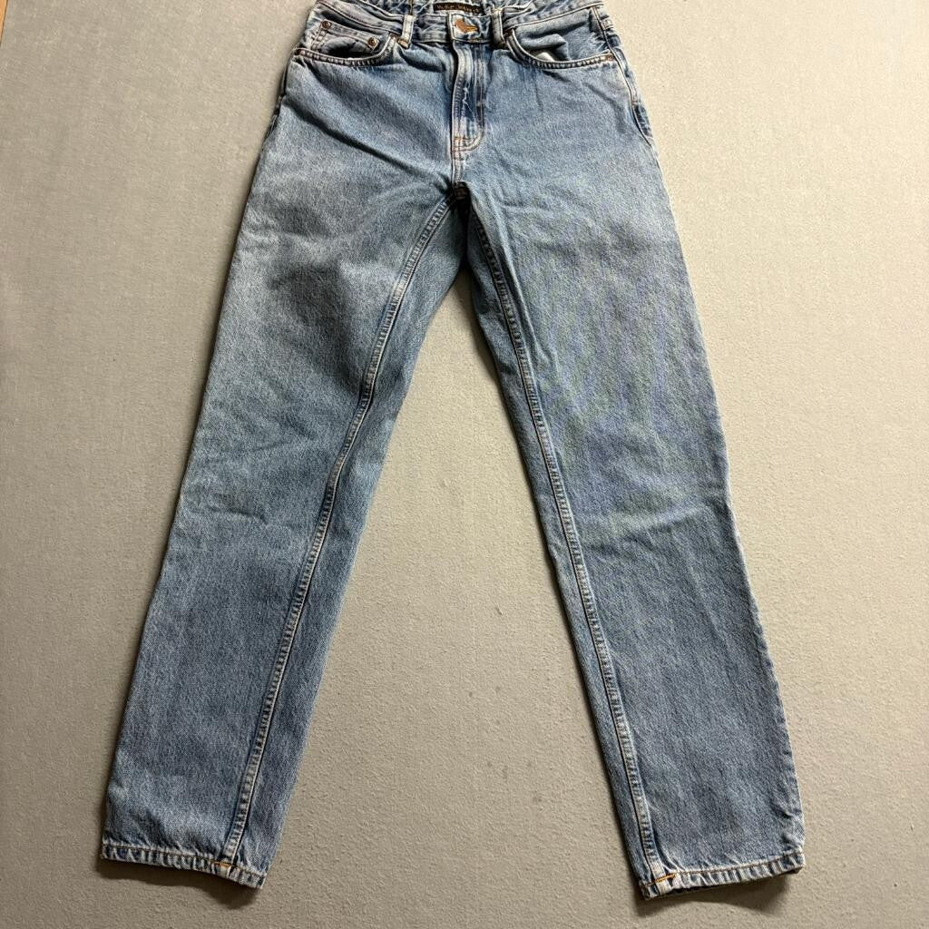 Nudie Jeans Co Mens 28x30 Blue Denim 100% Organic Cotton Straight Leg Jeans