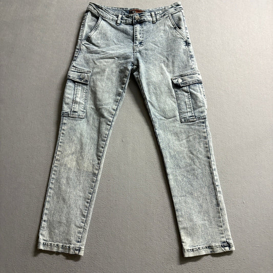 Refinery Republic Cargo Jeans Womens 30 Acid Wash Blue Denim Utility Pockets