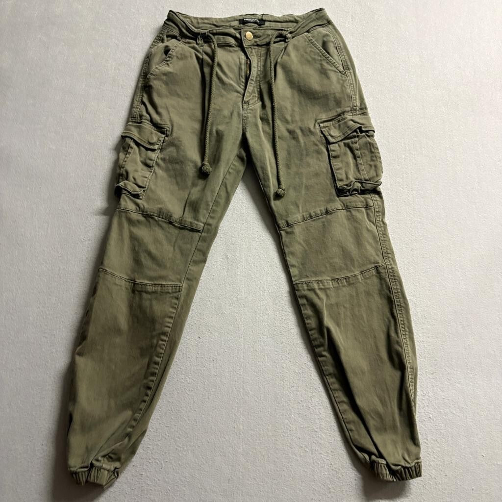 American Bazi Womens Cargo Jogger Pants Size M Olive Green Utility Drawstring