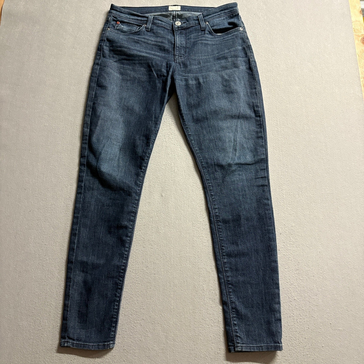 Hudson Jeans Womens 31 Skinny Dark Wash Stretch Denim Blue Pants Cuffed Inseam