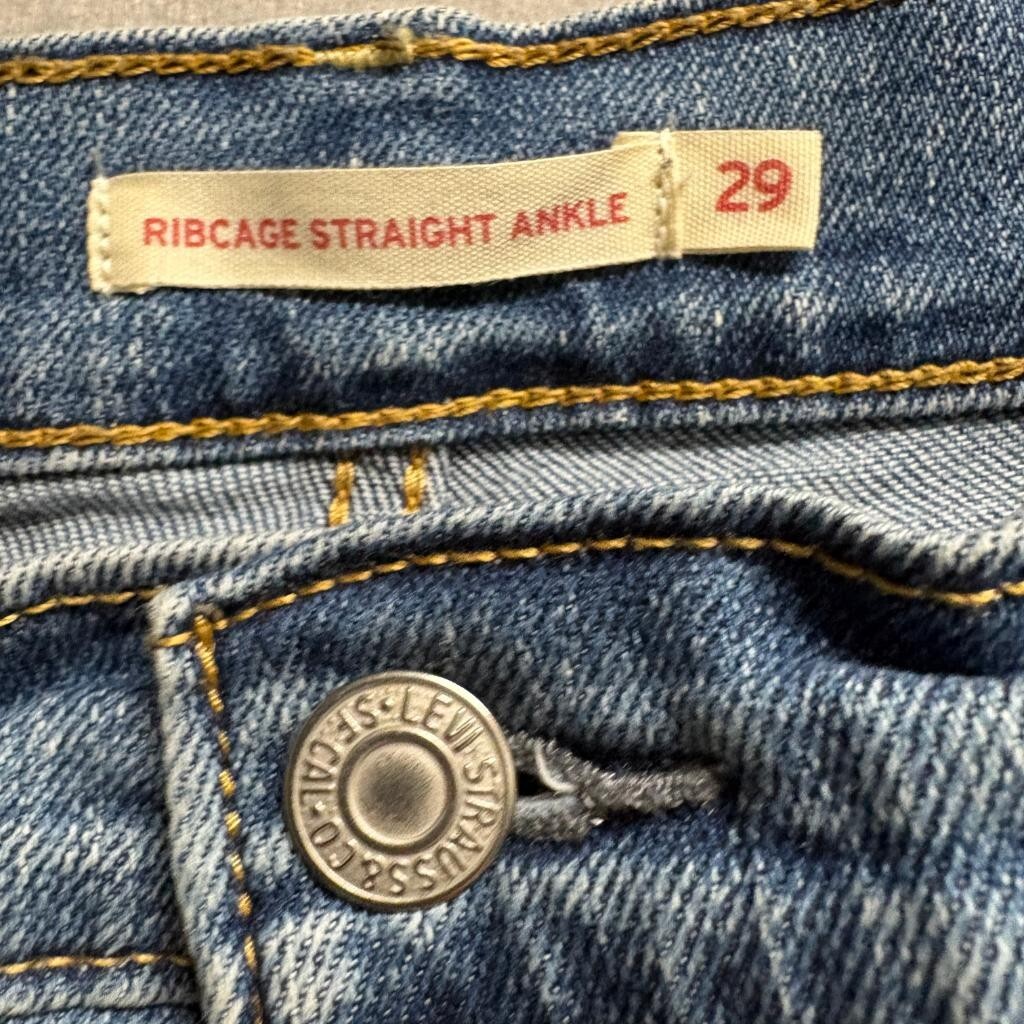 Levi's Ribcage Straight Ankle Jeans Womens 29 Blue Denim High Rise Stretch