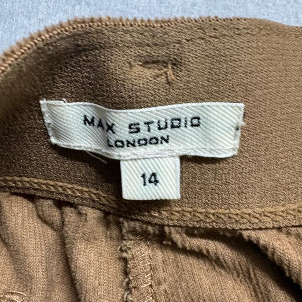 Max Studio London Corduroy Pants Womens 14 Brown Wide Leg Crop Cotton