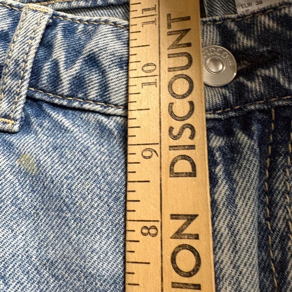 H&M Divided Distressed Wide Leg Jeans Womens Size 6 Blue Denim Ripped High Rise