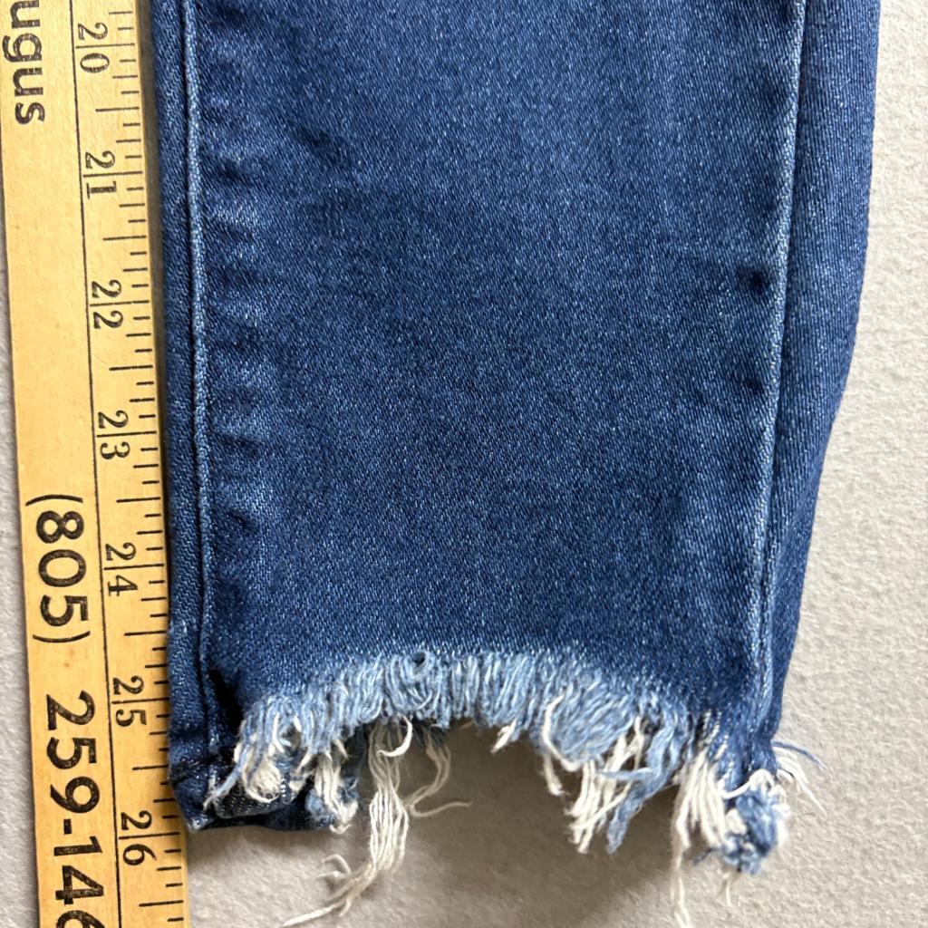 Just Black Denim Skinny Jeans Womens 24 Blue Frayed Raw Hem Made in USA Stretch