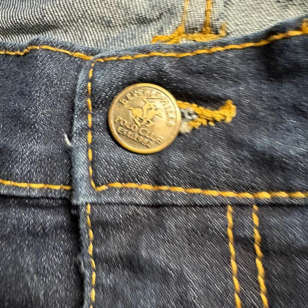 Beverly Hills Polo Club Jeans Mens 42x32 Blue Stretch Denim Straight Leg