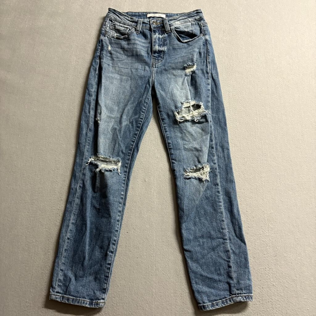Willow & Root The Mom Jean Womens Size 25 Distressed High Rise Blue Denim Jeans