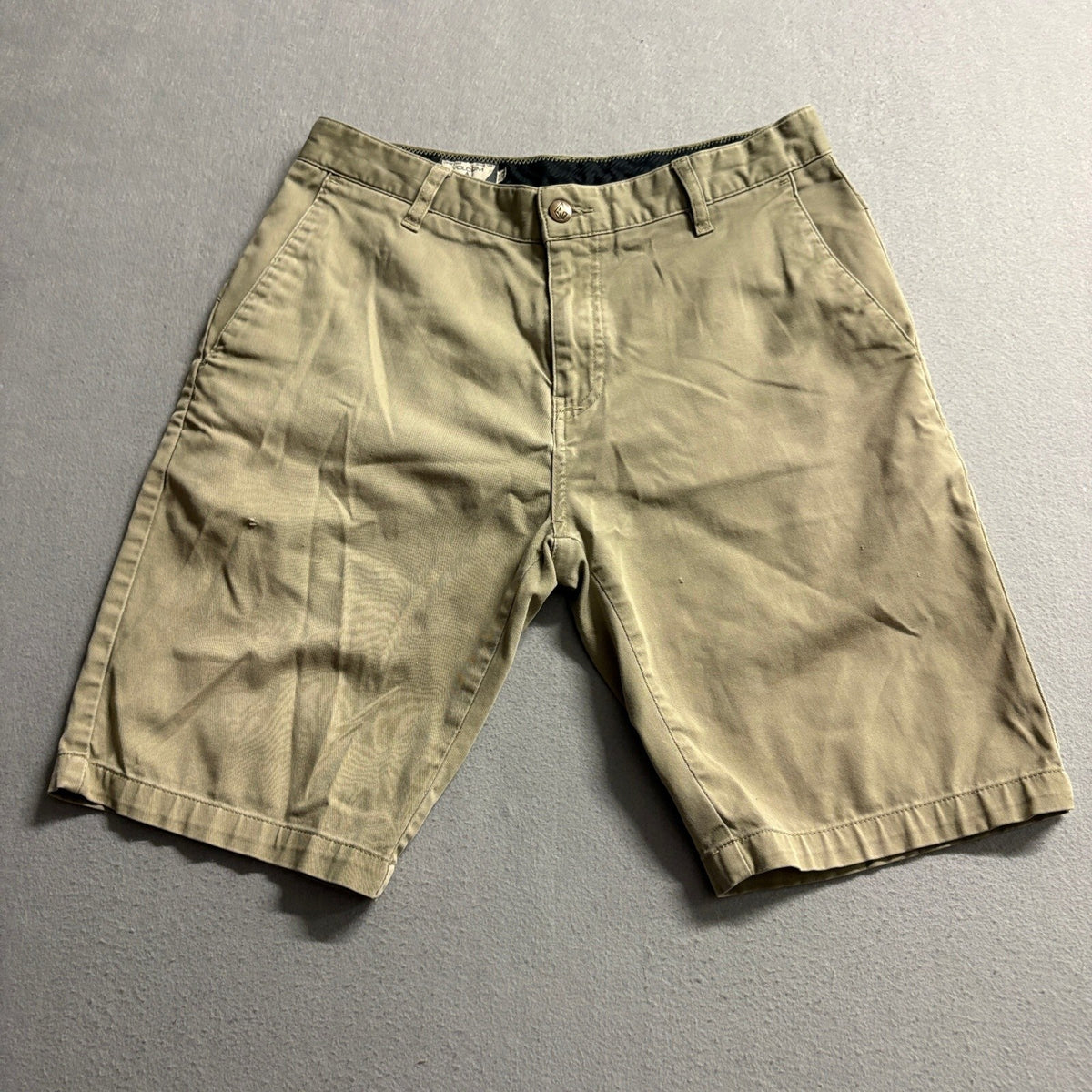 Volcom Chino Shorts Mens 30 Khaki Tan Cotton Blend Skate Casual