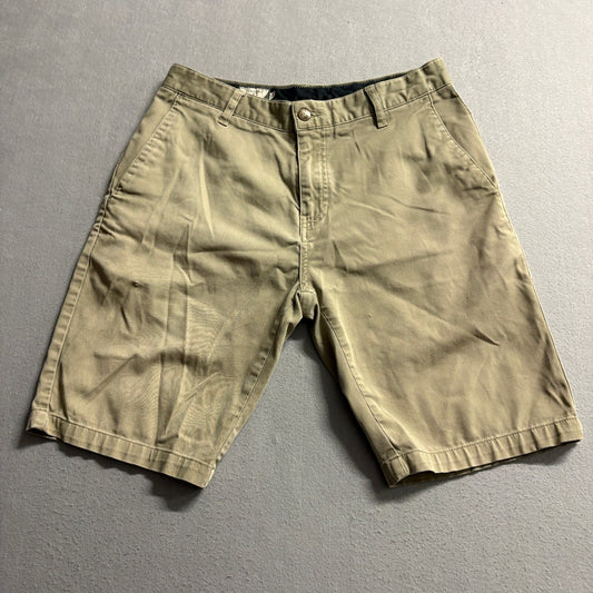 Volcom Chino Shorts Mens 30 Khaki Tan Cotton Blend Skate Casual