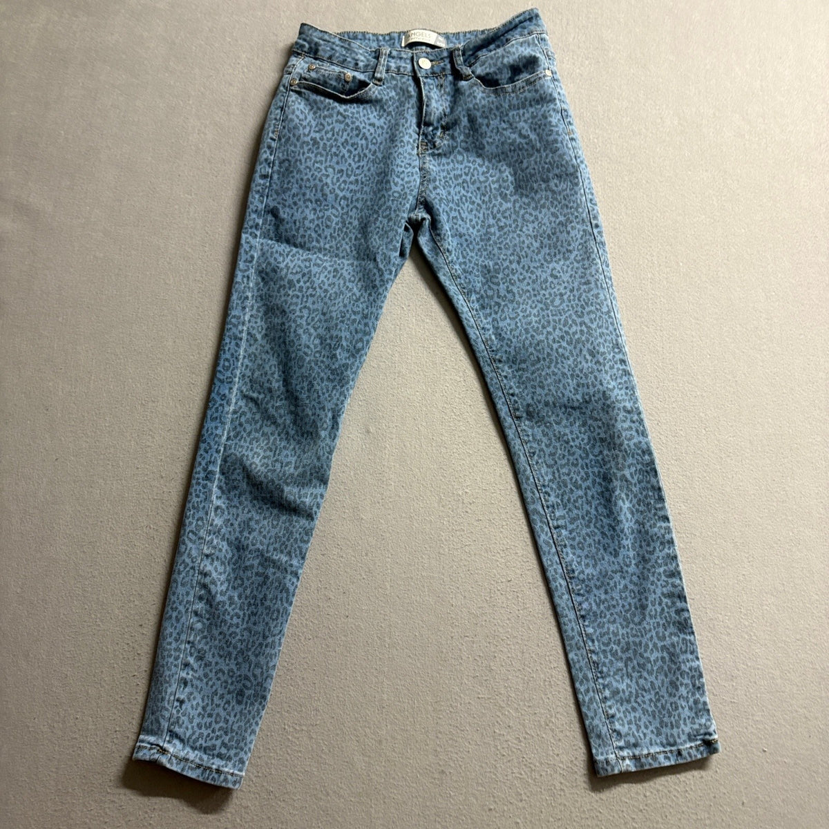 Angels of Difference Skinny Jeans Womens Size 6 28 Blue Leopard Print Denim