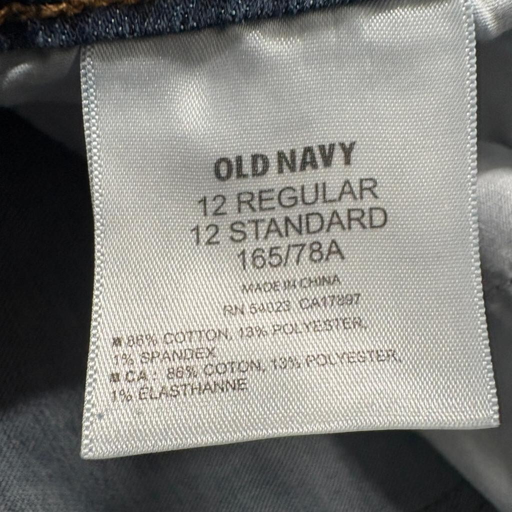 Old Navy The Diva Jeans Womens 12 Regular Dark Wash Blue Denim Stretch Straight