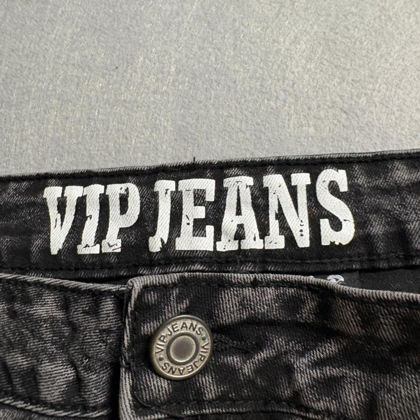 VIP Jeans Womens Plus Size 21/22 Black Acid Wash Cargo Jeans Wide Leg Stretch