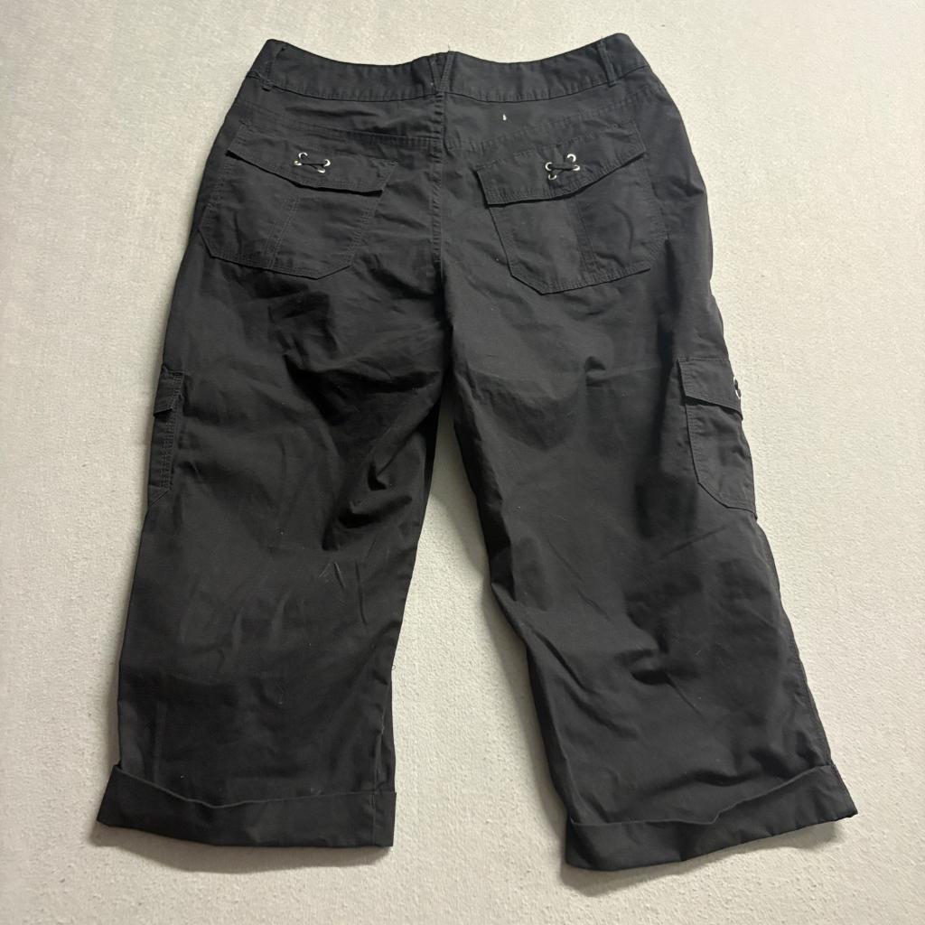 Riders by Lee Womens Cargo Capri Pants Size 12 Black Cotton Crop Utility Jeans