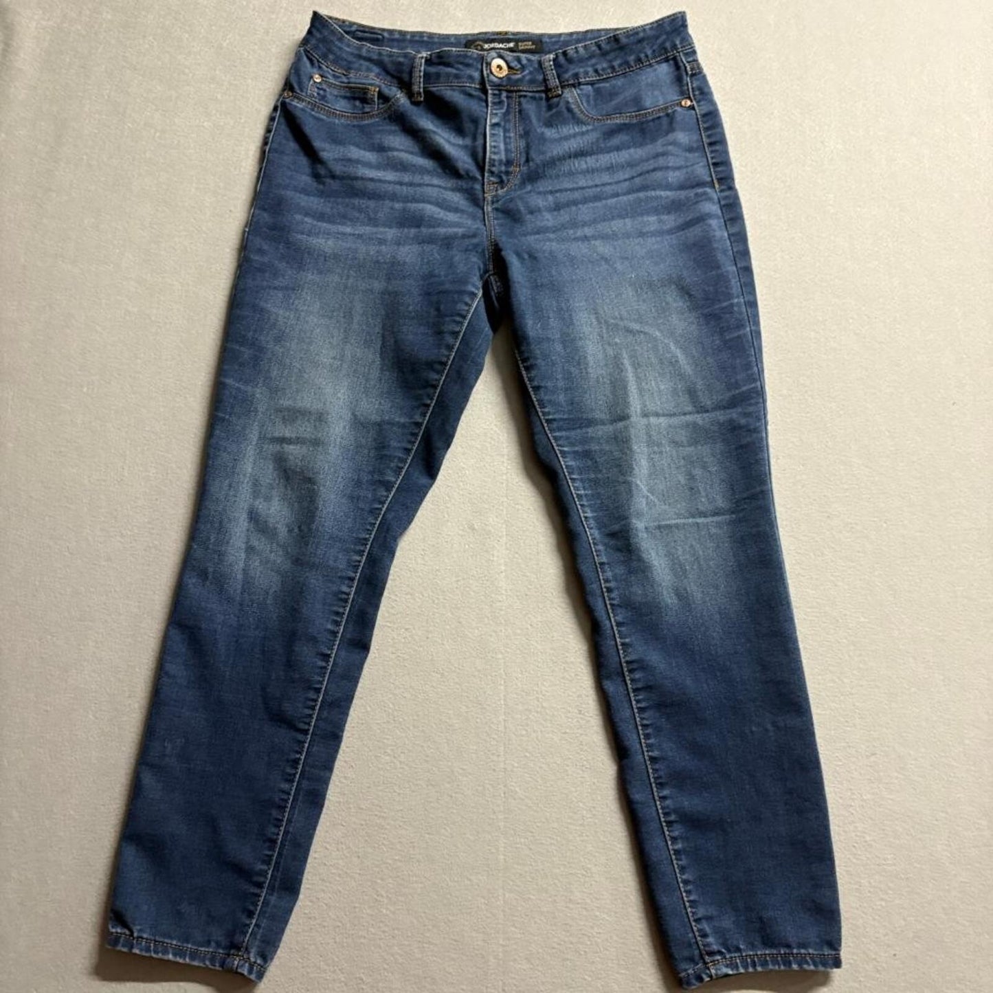 Jordache Super Skinny Jeans Womens Size 12 Dark Wash Blue Denim Stretch