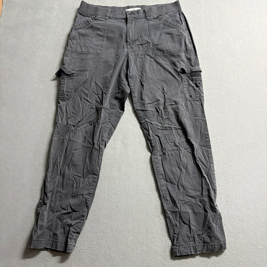 Gloria Vanderbilt Cargo Pants Womens 10 Gray Khaki Unltd Roll Tab Cotton Stretch