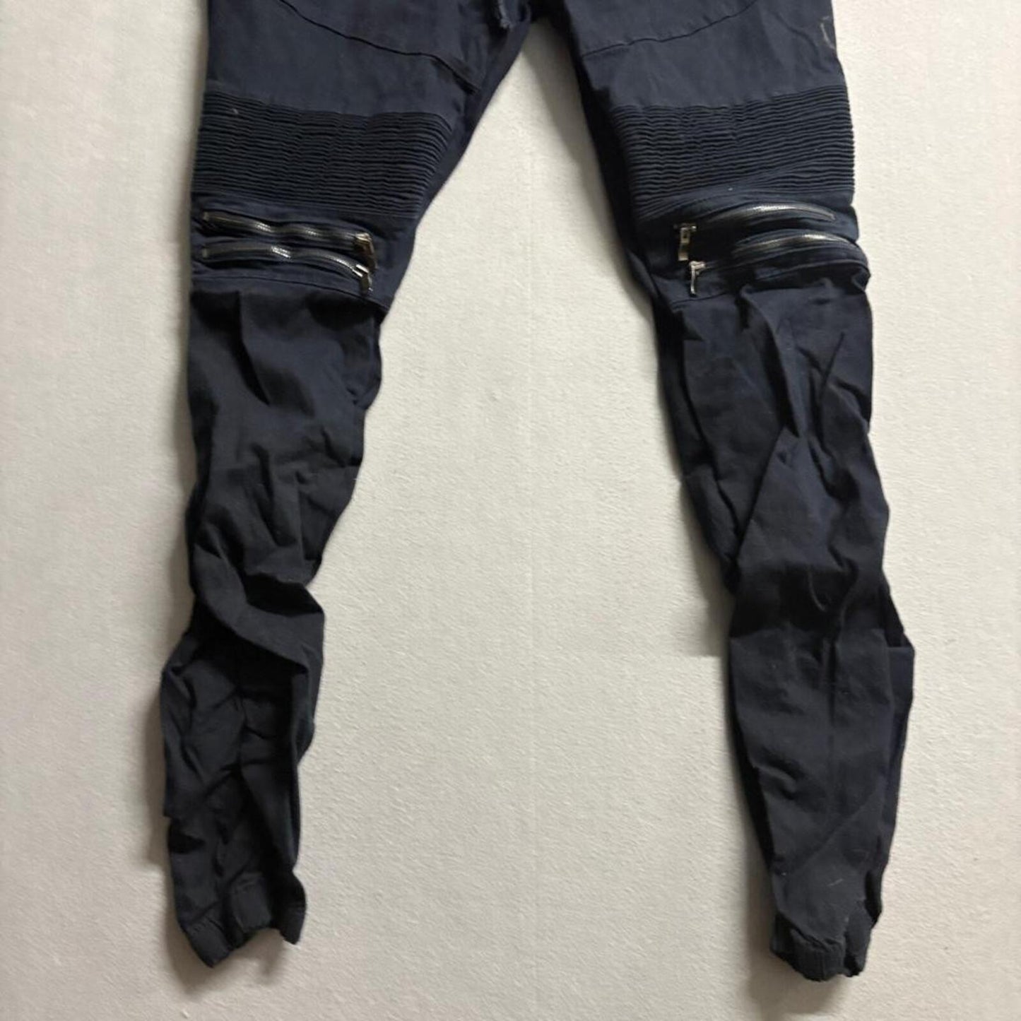 Victorious Mens Moto Jogger Pants 3XL Black Stretch Elastic Waist Zipper Accent