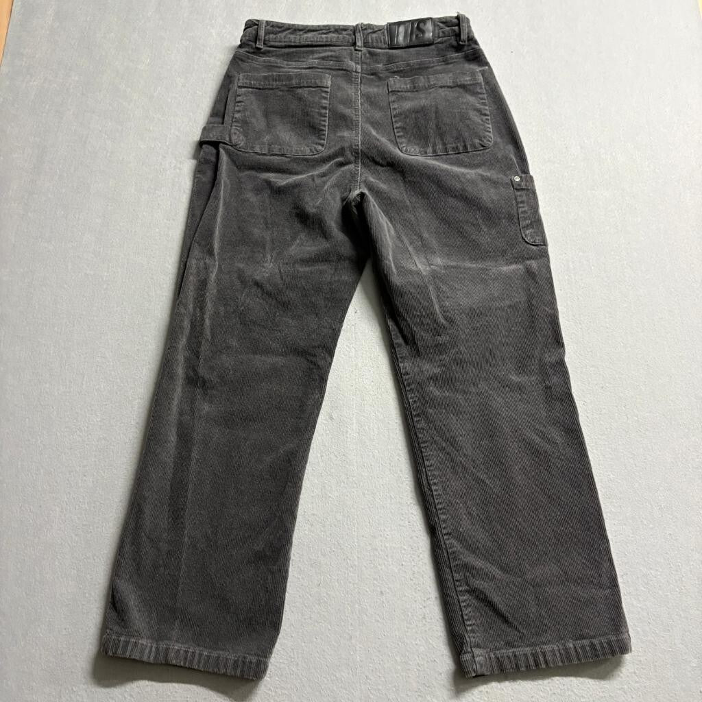 Disturbia Corduroy Carpenter Pants Womens UK 12 US 8 Gray High Rise Straight Leg