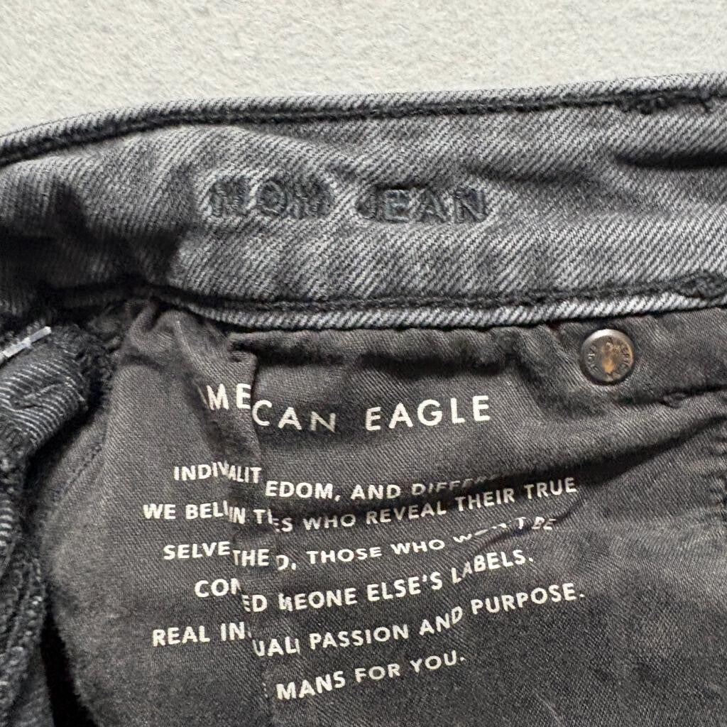 American Eagle Mom Jean Womens 0 Short Gray Denim High Rise Stretch Jeans