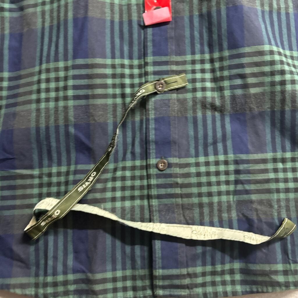 Orvis Flannel Shirt Mens Medium Green Blue Plaid Long Sleeve Button Down New