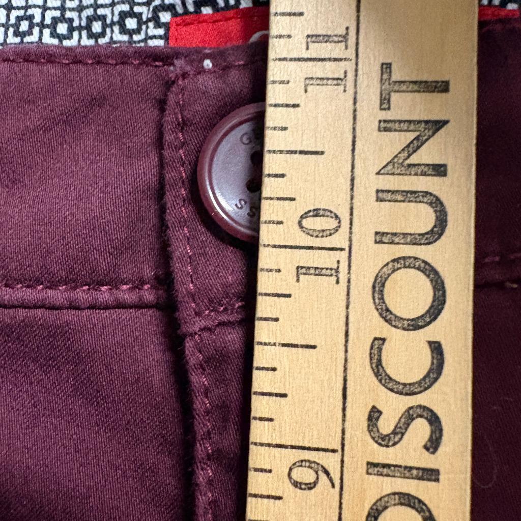 Guess Chino Pants Mens 34x32 Burgundy Red Slim Fit Flat Front Cotton Stretch