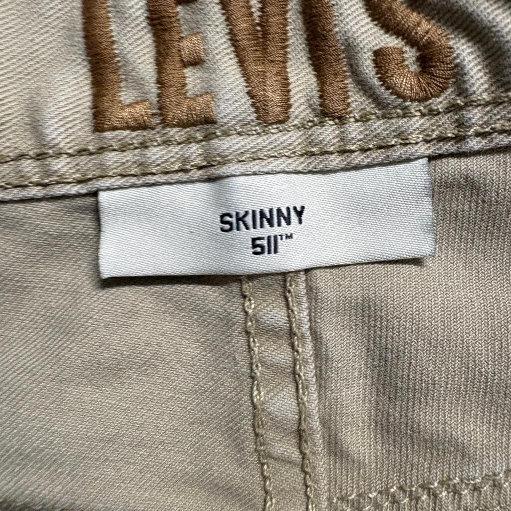 Levis 511 Skinny Pants Mens 32x32 Khaki Tan Cotton Blend Stretch Chino 5-Pocket