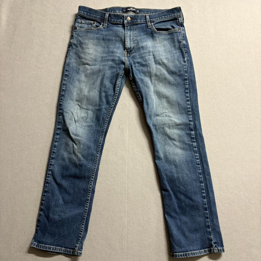Hollister Epic Flex Slim Straight Jeans Mens 34x30 Medium Wash Stretch Denim