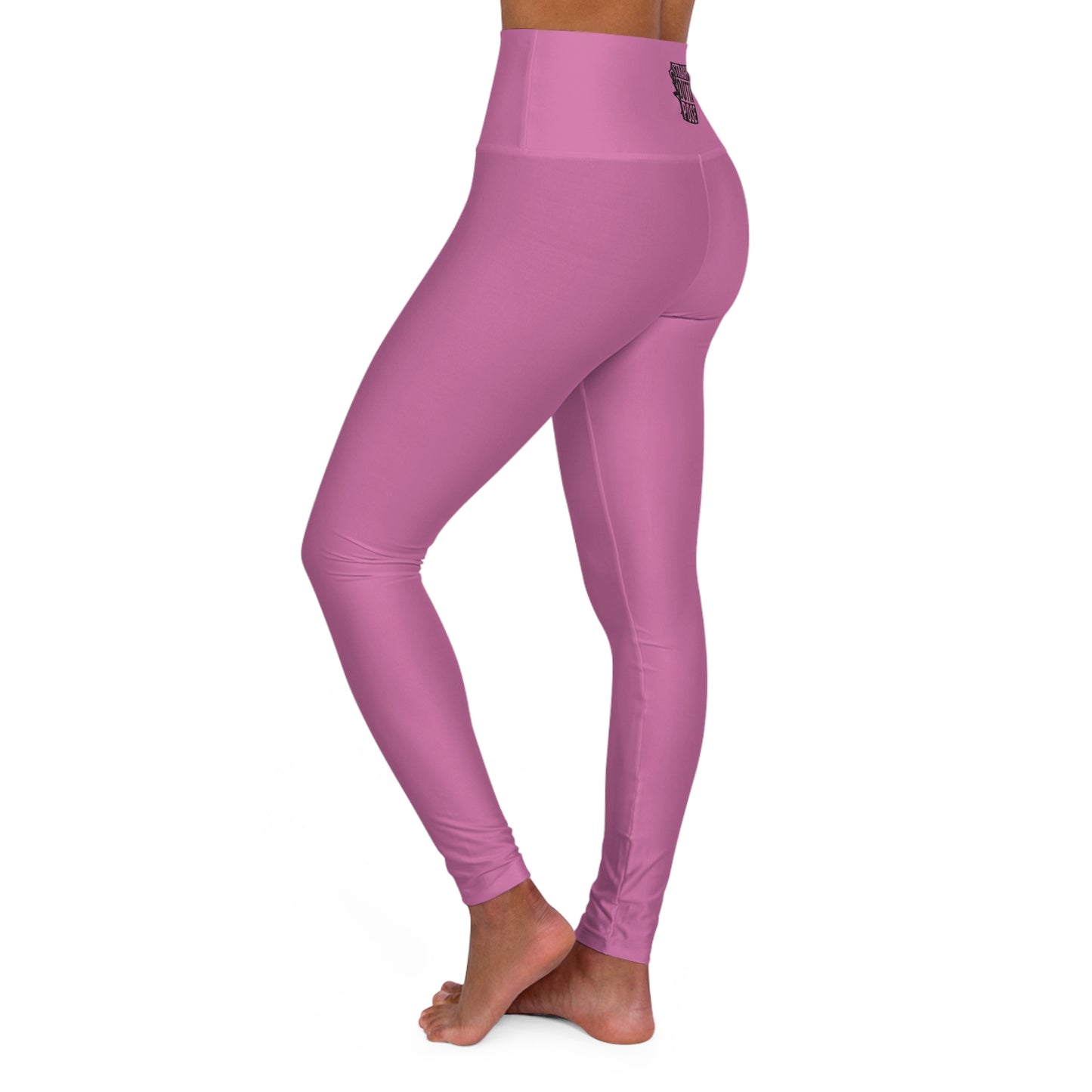 Straight Outta Pose Pink High Waisted Yoga Leggings (AOP)