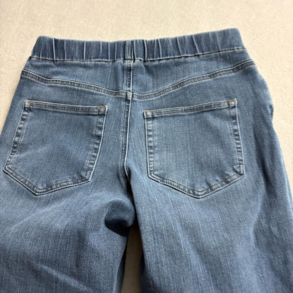 Lands End Pull On Skinny Jeans Womens 2 Blue Denim Stretch Elastic Waist