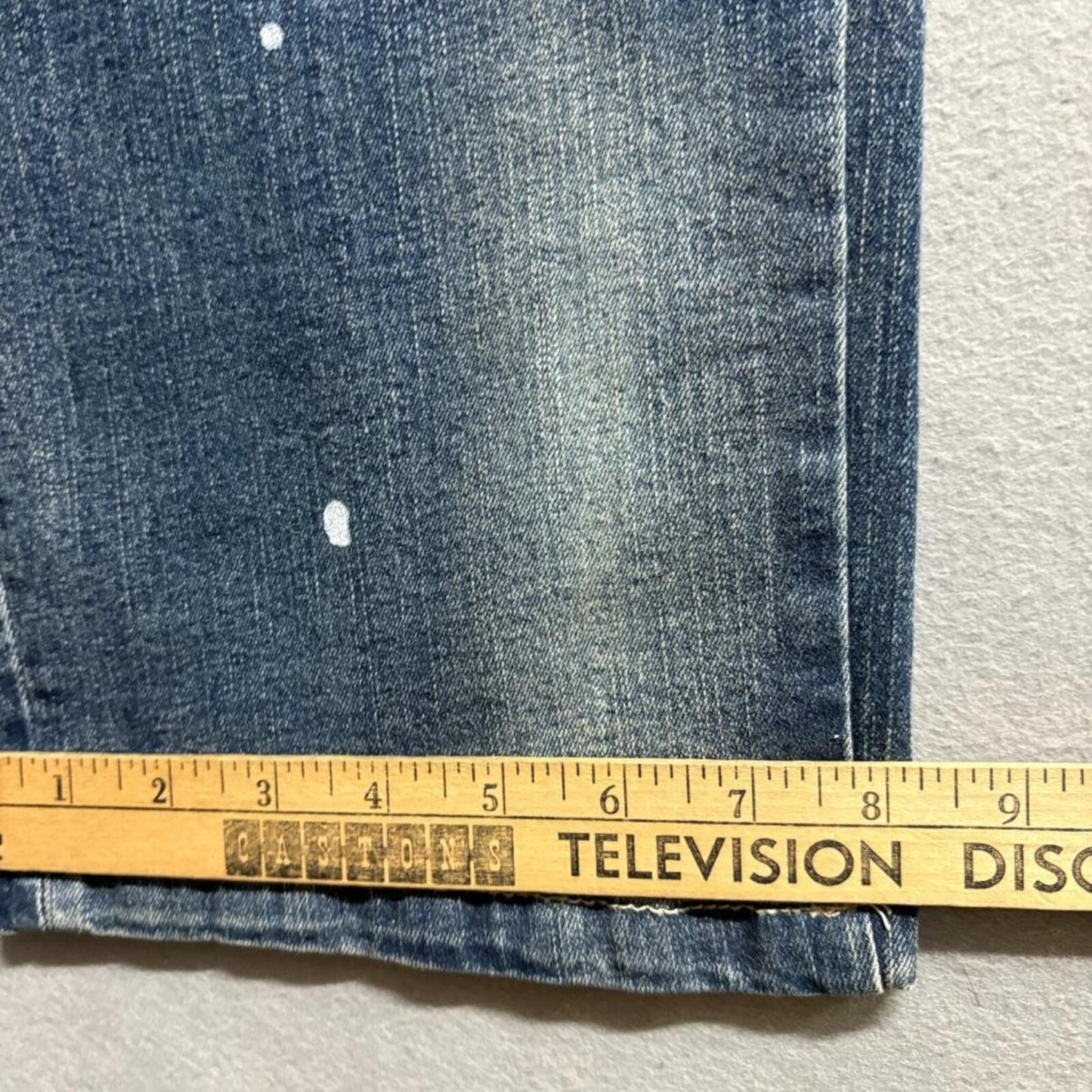 Refinery Republic Moto Jeans Mens 46 Blue Distressed Paint Splatter Biker Denim