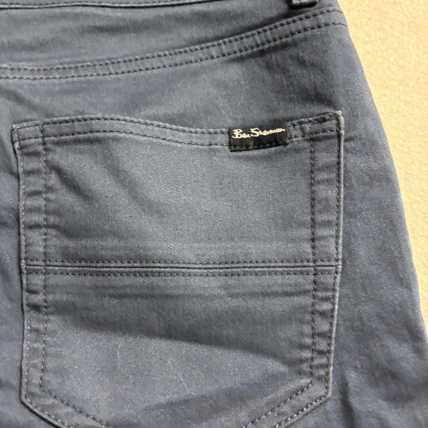 Ben Sherman Pants Mens 30x32 Slim Fit Stretch Chino Navy Blue Cotton Blend