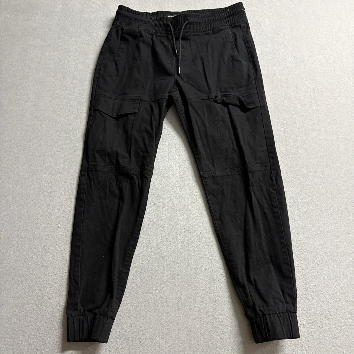 Seven Souls Mens Cargo Jogger Pants Medium Black Drawstring Stretch Twill Cuffed