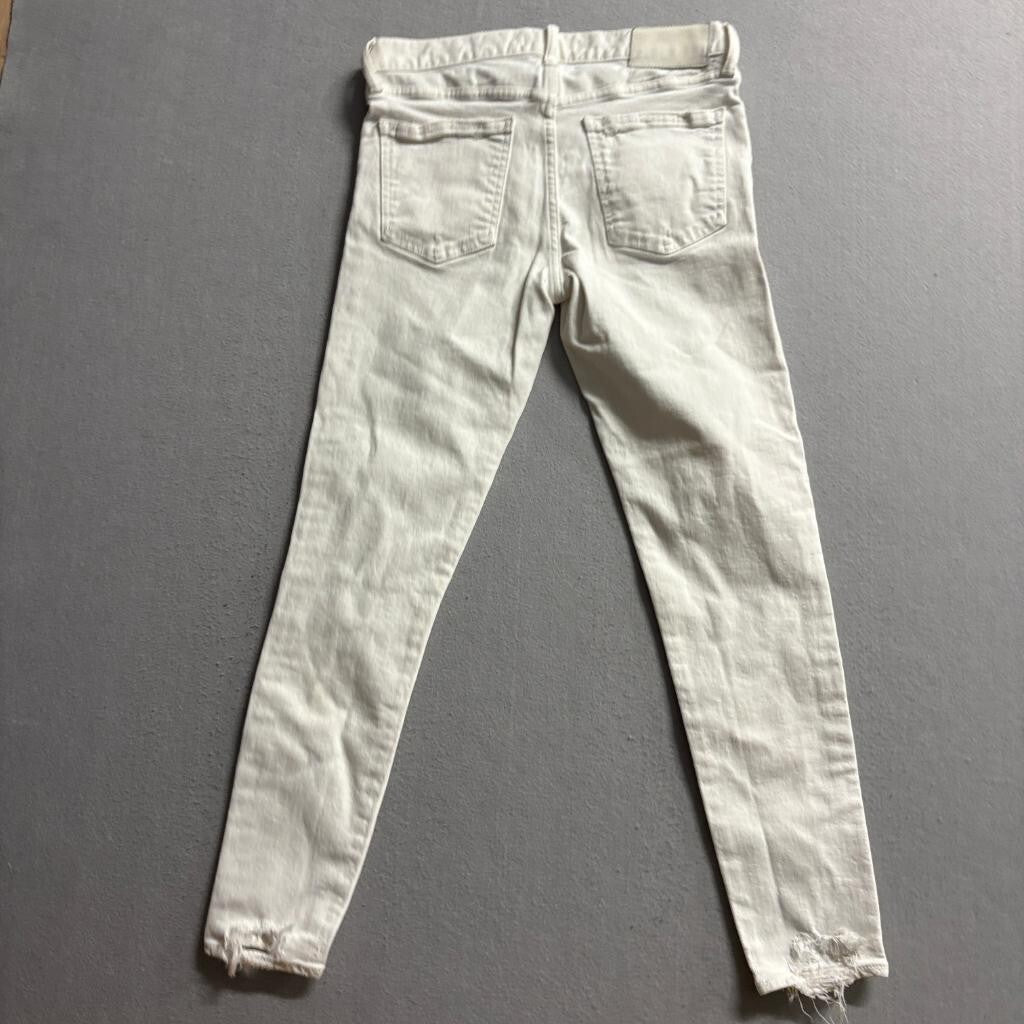Moussy Vintage Skinny Jeans Womens 27 Off White Distressed Frayed Hem Stretch
