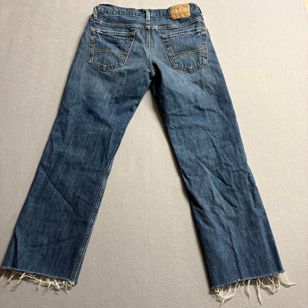 Hollister Classic Straight Jeans Womens 30x30 Blue Denim Raw Hem Button Fly